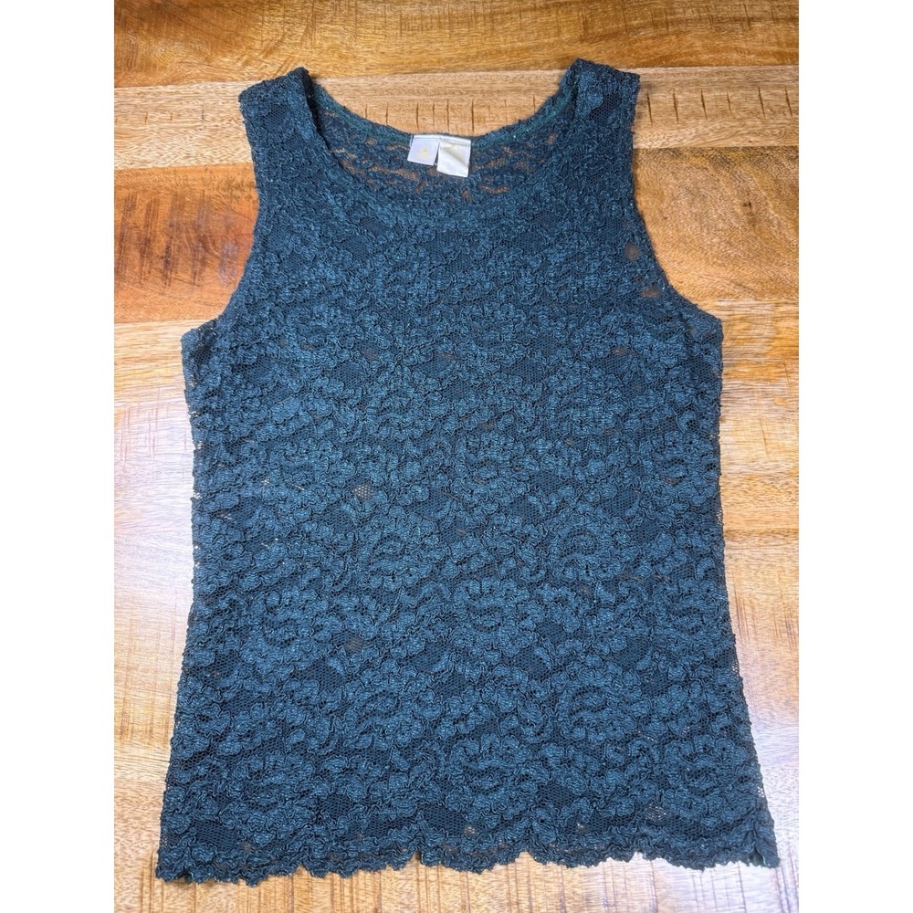 VTG Victoria's Secret‎ Gold Label USA Green Lace Tank Top Sleeveless M Y2K